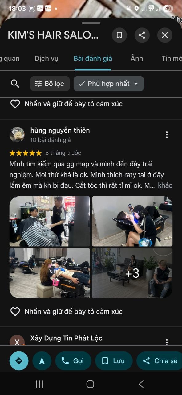 Review Google Maps của hùng nguyễn thiên về KIM'S SALON
