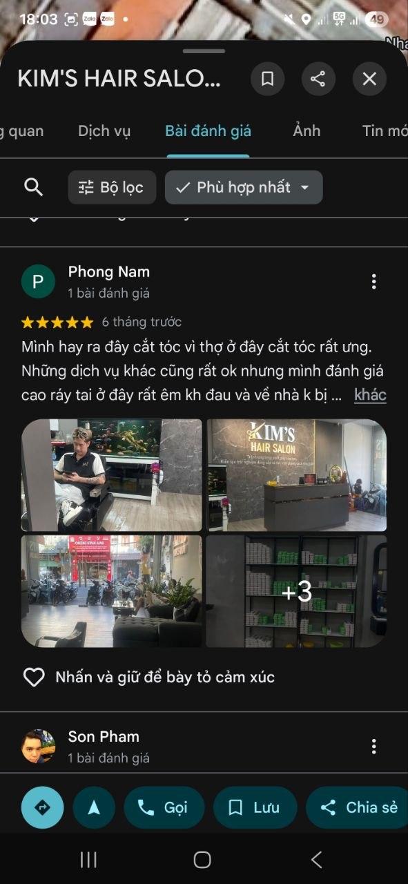 Review Google Maps của Phong Nam về KIM'S SALON