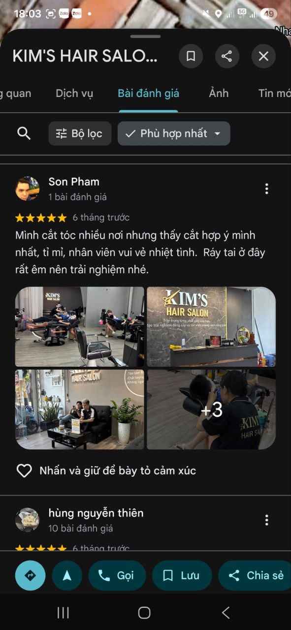 Review khách hàng KIM'S SALON